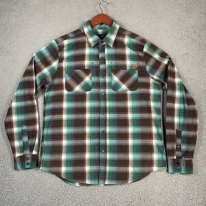One Industries Men's Tech Shirt M Flannel Long Sleeve Motorcross Green Brown‎